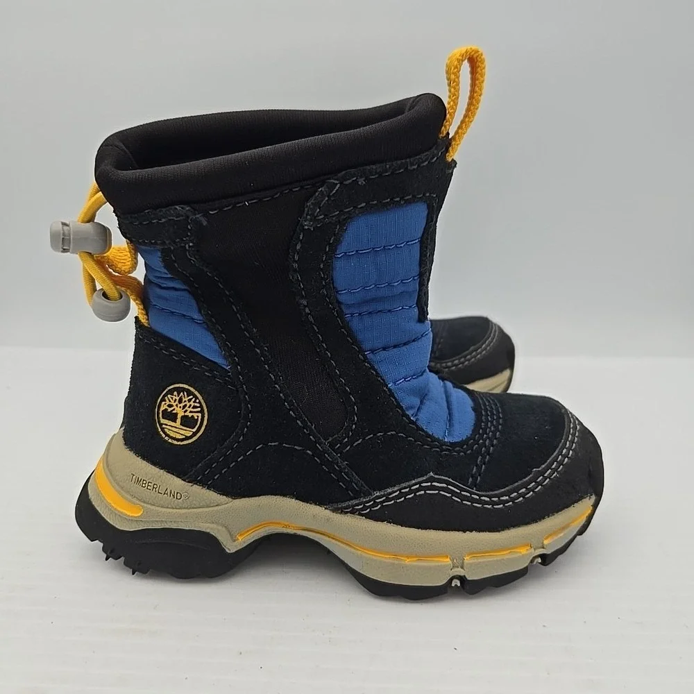 TIMBERLAND Splash Blaster Boots Thermolite Toddler Size 4 Blue Black Slip On‎
